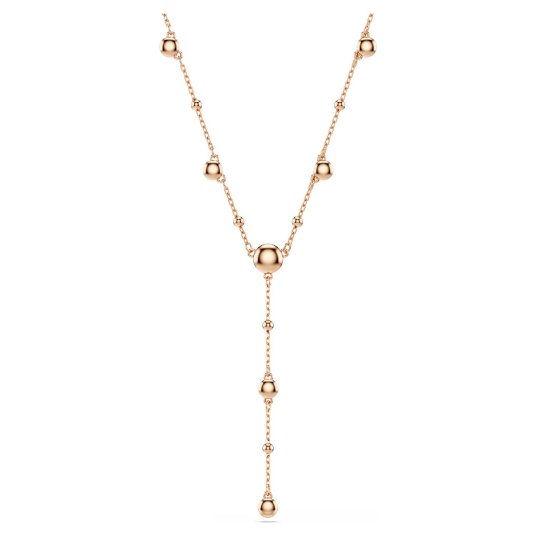 Imber Y necklace Round cut, White, 18K rose gold finish